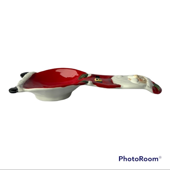 Ceramic Spoon Rest Hand Painted Christmas Santa Decor Red White Multi Color - Picture 4 of 9